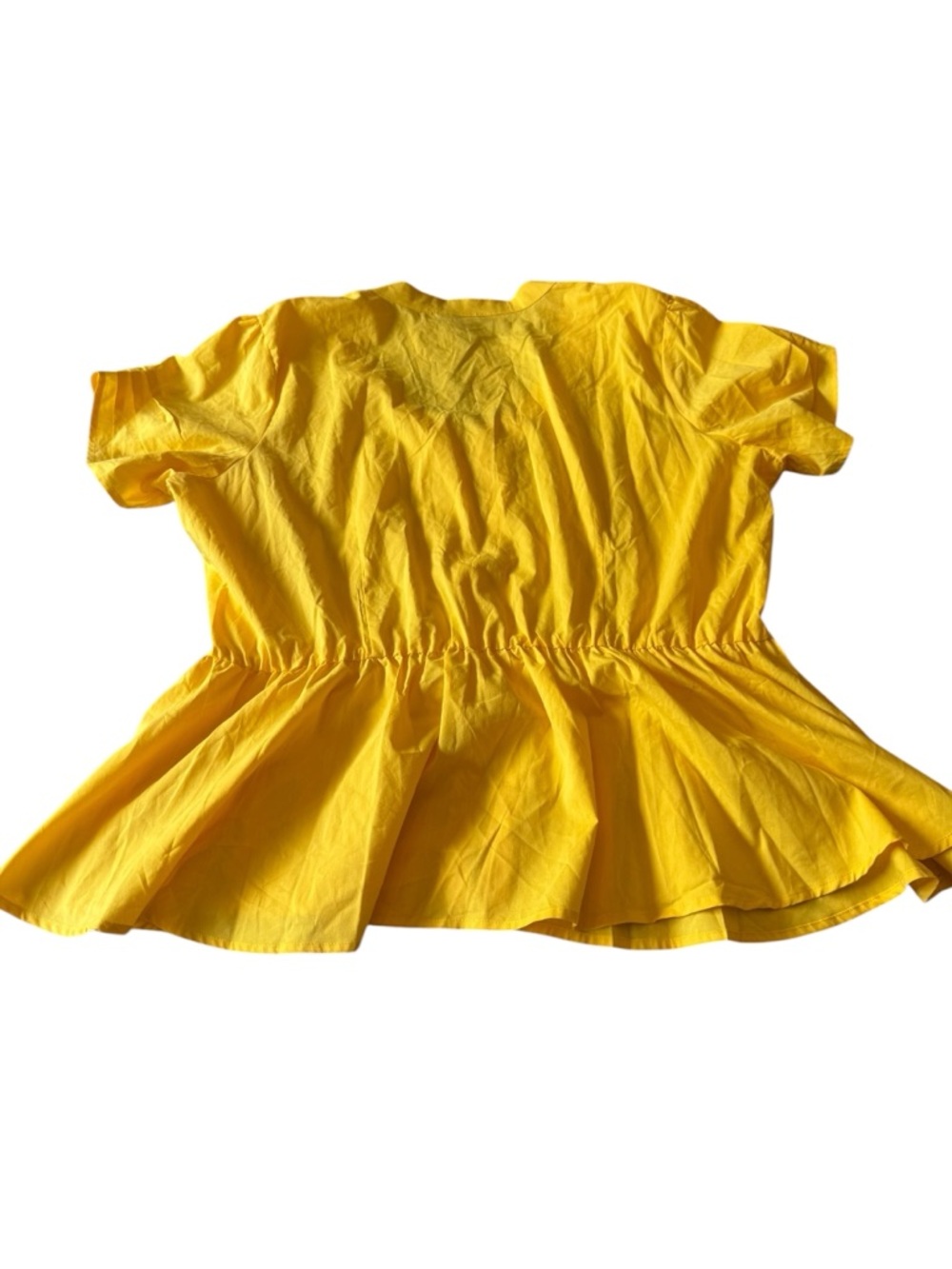 Ashley Stewart Peplum Top  Stretch Short Sleeve Zip Front Bright Yellow Size 20 - Picture 10 of 10